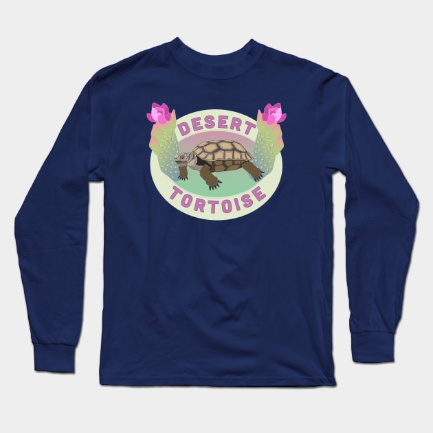 Desert Tortoise and Beavertail Cactus Long Sleeve T-Shirt by Spatium Natura